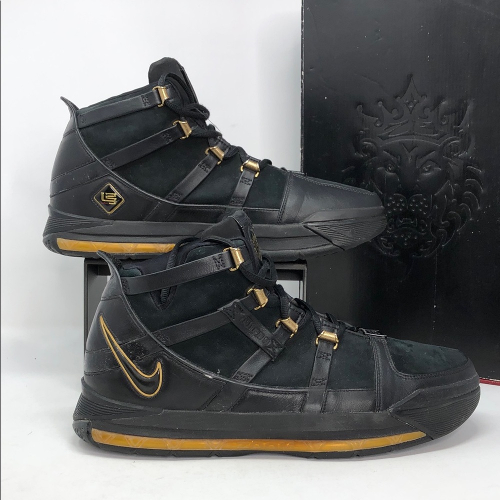 Nike Zoom Lebron 3 Black Metallic Gold 312147-006 Vintage 2005 Sneakers -Size 13